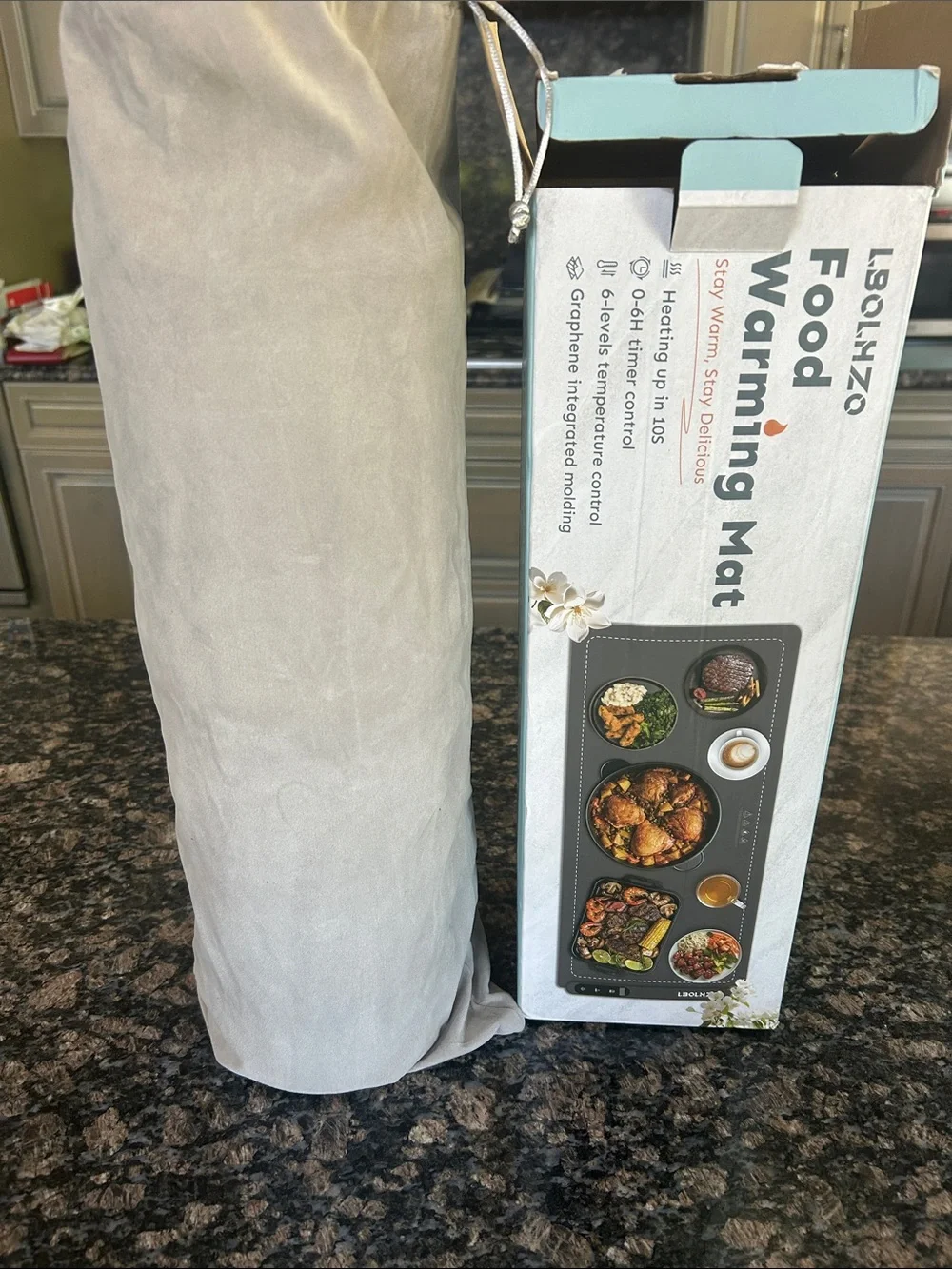 LBOLHZO  GRAY FOOD WARMING MAT NWT